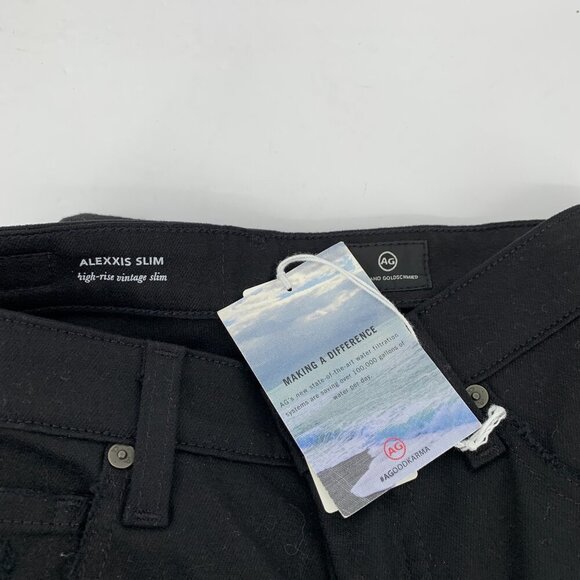 AG Adriano Goldschmied Alexxis jeans slim straight black denim distressed new 27 - Picture 8 of 10